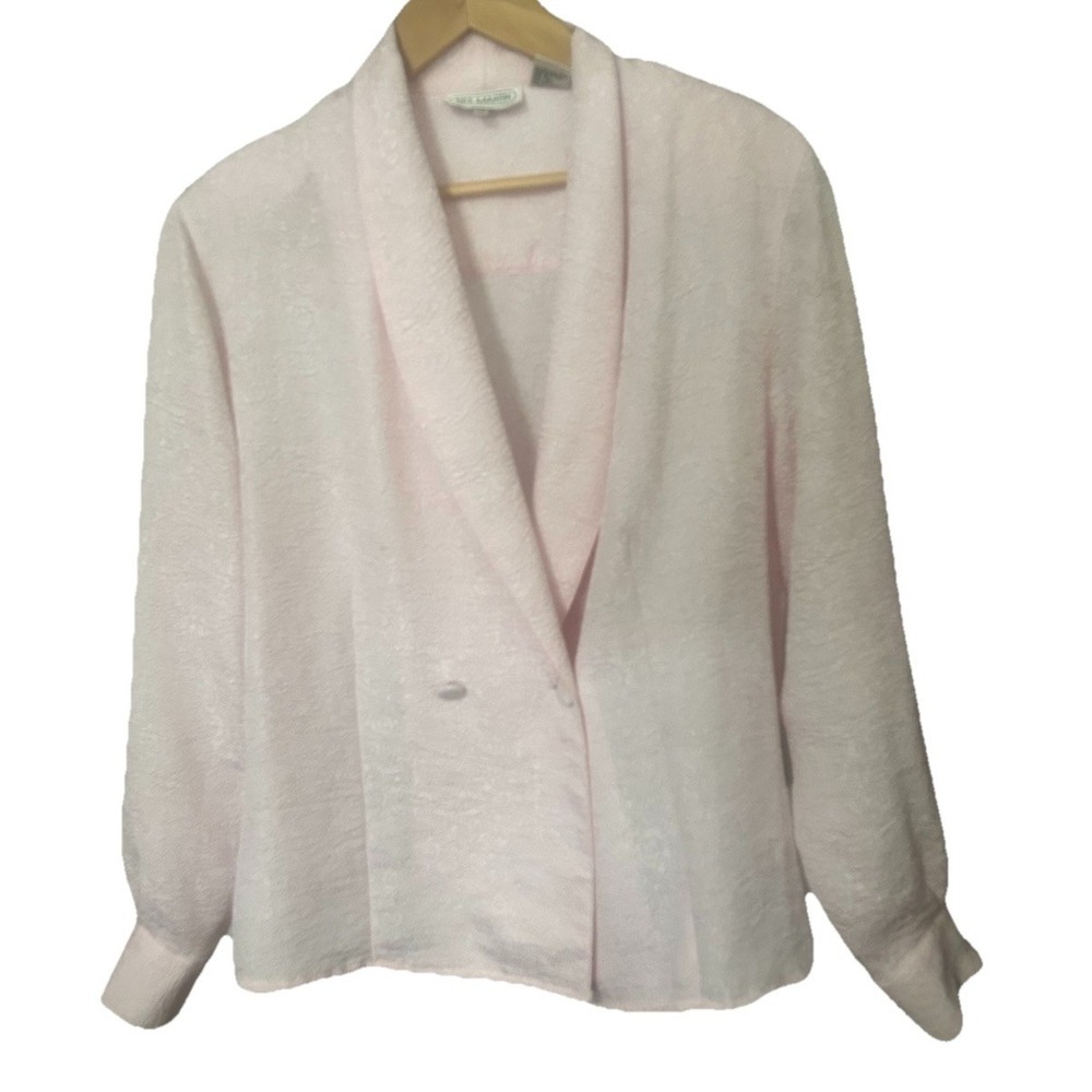NEIL MARTIN Vintage 90s Pink Textured Long Sleeve Size 14 Shoulder Pads Blazer